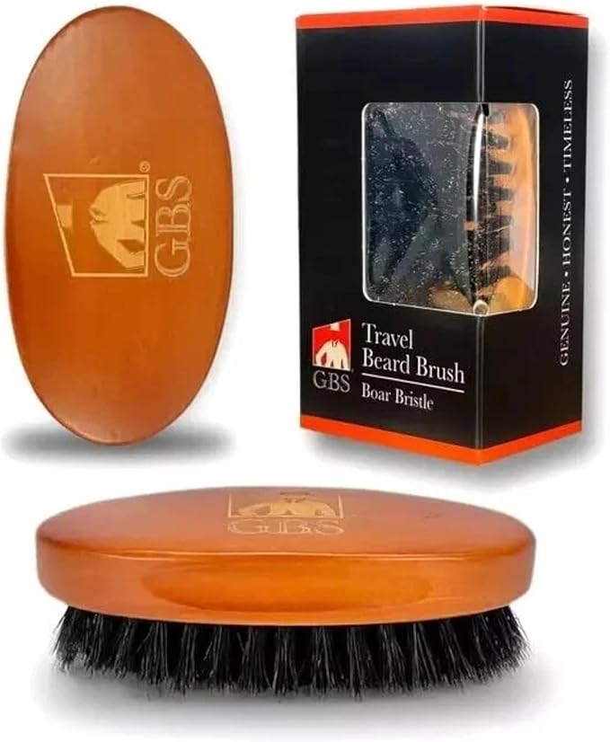 GENTS Boar Bristle Beard Brush for Men - Natural Wood Handle Grooming Kit - Travel Size Beard Care & Styling Tool for All Beard Types - 100% Natural Bristles