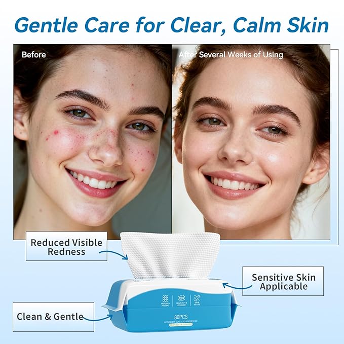 Face Towels, Disposable Biodegradable Clean Facial Towelette for Sensitive Skin, Lint- free Face Cloths for Makeup Remover, Ultra Soft Dry Wipes, Skincare Women Cleansing 480 Count