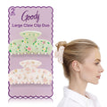 Goody SlideProof Large Claw Clips, Stylish, Secure Grip Hair Clips, Styling Accessories for All Occasions and All Hair Types, Gifts for Women & Girls, Gray Flowers and Black, 2 Ct