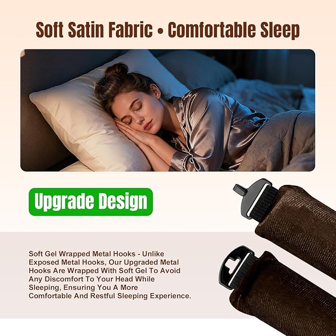 BLAAROOM Overnight Heatless Hair Curler Satin Jumbo Flexi Overnight Curls Blowout Rods 3pcs No-Heat Styling Tools Curling Rod To Sleep In for All Hair Types - Brown