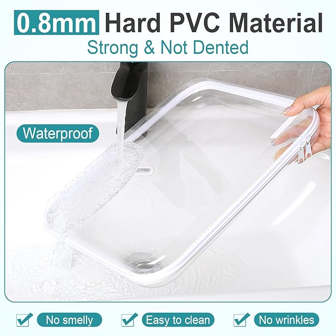 Sanwuta 10 Pcs Hard Zipper Case Clear Hard Pouches Plastic Zipper Pencil Portable Box Toy Storage Bins Plastic Container for Travel Toiletry Office Cosmetic Block Puzzle Organizer (L,Clear)