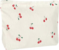Ksriylm Cute Makeup Pouch for Women Cherries Small Make Up Bag for Purse Zipper Makeup Cosmetic Bags Pouches for Purse Aesthetic Travel Toiletrybags,Red Cherry Cute