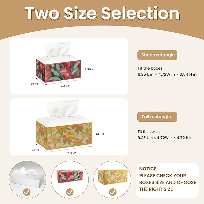 Long Tissue Box Cover, PU Leather Tissue Holder Rectangle, Facial Paper Organizer, Modern Dispenser for Bathroom, Kitchen, Home, Office, Tabletop (1, White, Short)
