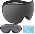 LYSIAN 3D Sleep Mask for Side Sleepers, Blackout Eye Mask with No Pressure on Eyes, Adjustable Comfortable Blindfold with 5 Pairs of Ear Plugs for Sleeping, Travel, Nap, Silver Grey