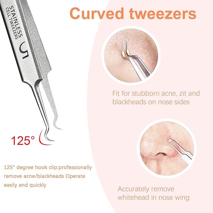 Blackhead Tweezers,High Hard Stainless Steel Blackhead Remover Tweezers