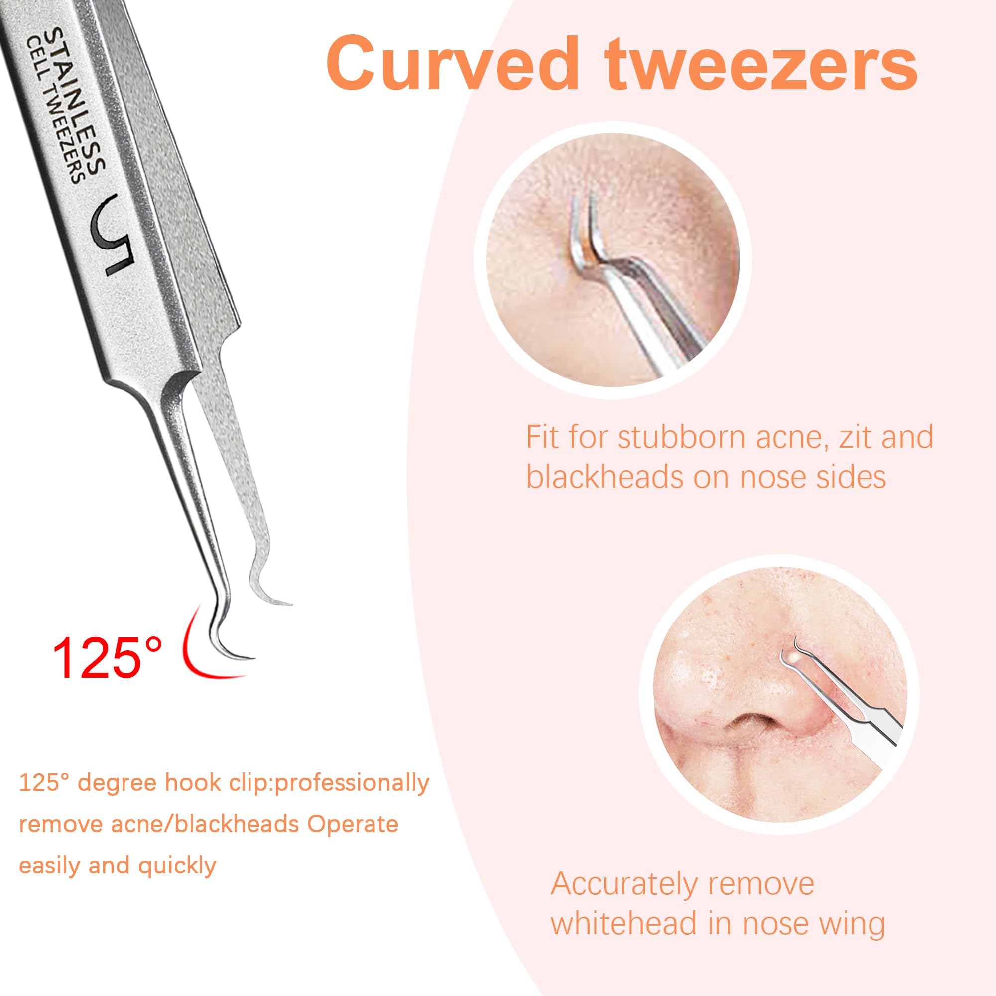 Blackhead Tweezers, Milia Remover,Ingrown Hair Tweezers