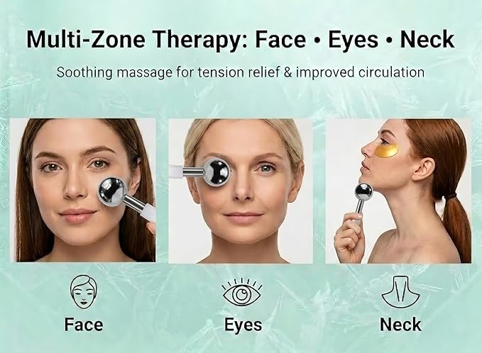 Mousephu 316 Stainless Steel Facial Massage Tools – Ice Globes for Facials – Deep Cooling Cold Globes for Facials – Unbreakable Cooling Globes for Face with Hot & Cold Dual-Therapy Relief.