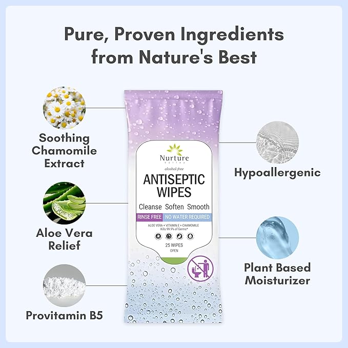 Nurture XL Antibacterial Body & Hand Sanitizing Cloths - 25 Wipes, 10 Pack