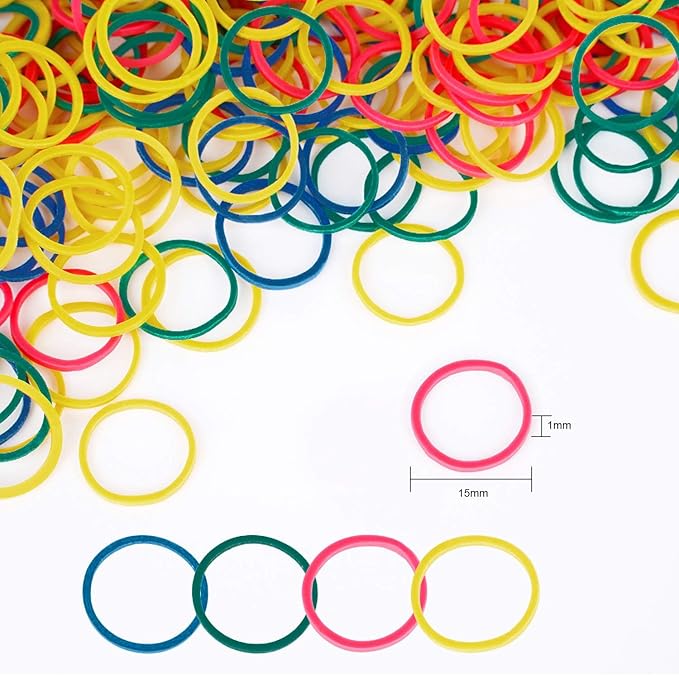 HOYOLS 1/2 Inch Small Rubber Bands for Hair Ties Assorted Rainbow Elastics Mini Reusable Rubberband for Braiding Colorful for Girl Supplies 1000pcs (S)