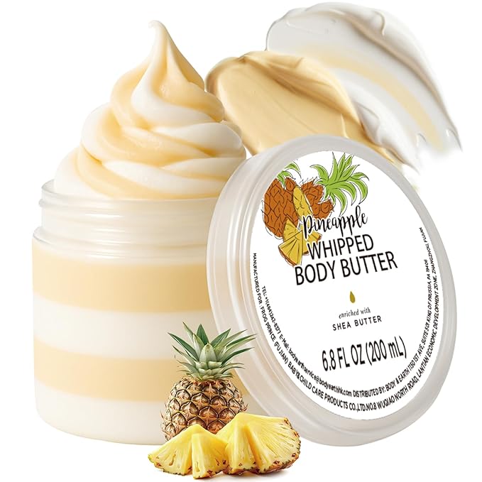 Embleaf Pineapple Whipped Body Butter, Shea Body Butter for Women Dry Skin, Natural Pineapple Lotion for Body Moisturizer-Deep Moisturizing and Softening-6.8 floz(200ml)