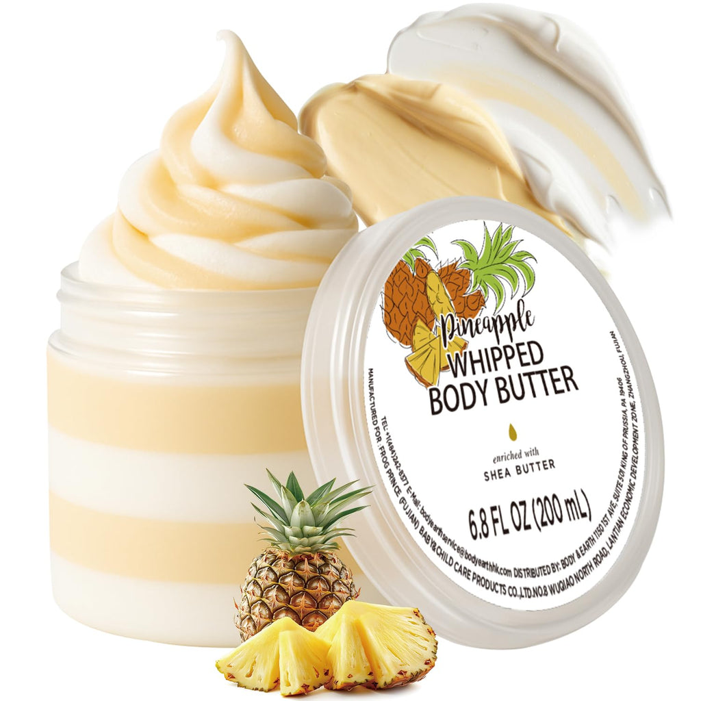 Embleaf Pineapple Whipped Body Butter, Shea Body Butter for Women Dry Skin, Natural Pineapple Lotion for Body Moisturizer-Deep Moisturizing and Softening-6.8 floz(200ml)