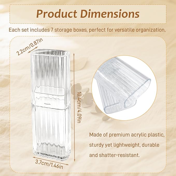 Ceemiaa 7 Pcs Travel Cotton Swab Holders – Mini Dustproof Swab Cases for Makeup, Cotton Balls, Floss, Hair Ties & Small Cosmetic Storage