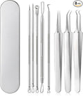 8 Pcs Blackhead Remover Tool Kit – Medical Grade Stainless Steel Acne Removal Set with Tweezers&Needles–Comedone Extractor for Whiteheads,Pimple Popping,Facial Blemish Removal–Nose & Face Care