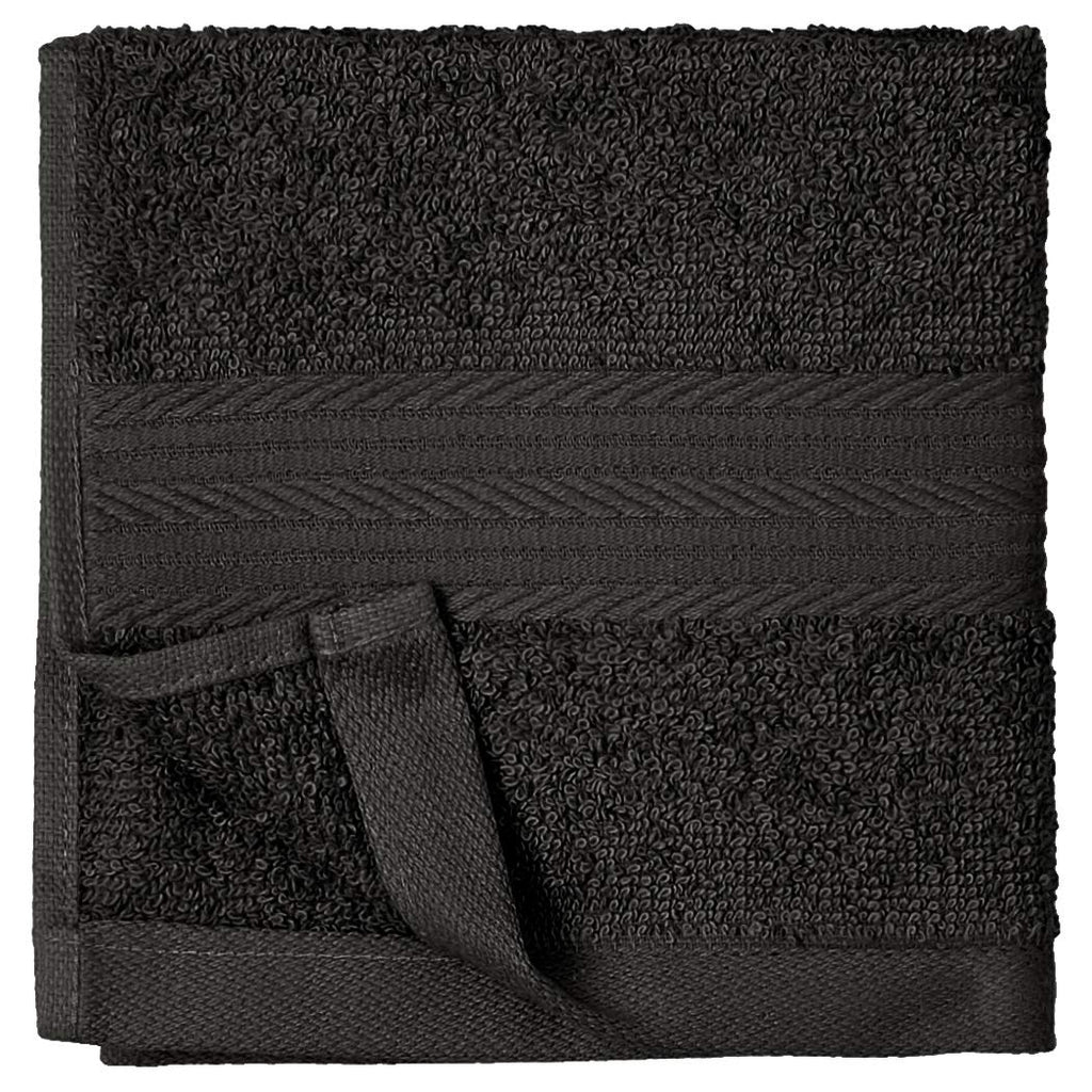 Amazon Basics Highly Absorbent Cotton Washcloths for Face, Soft, Machine Washable, Fade Resistant, 12 x 12 in, Black, 12-Pack