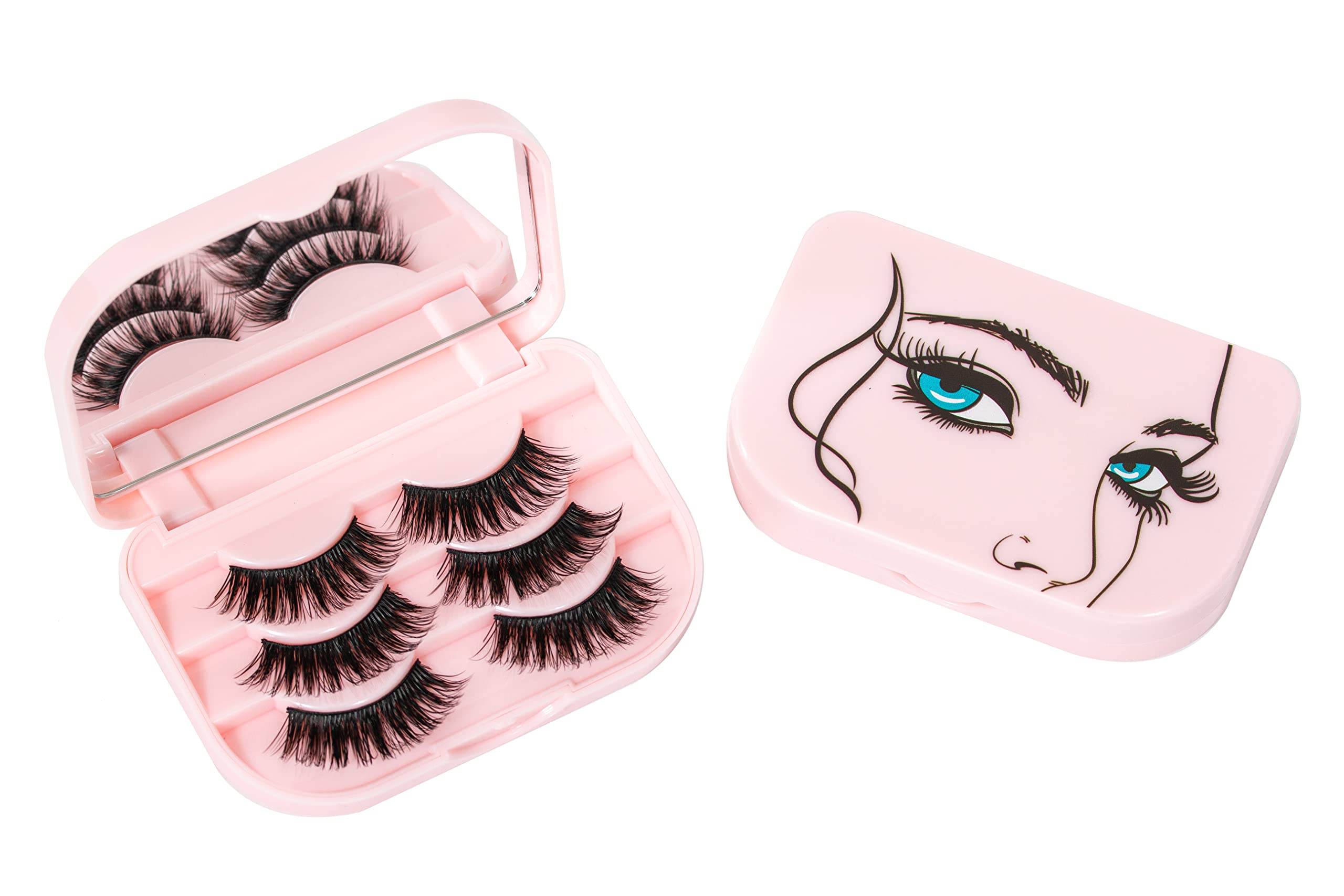 kawosun False Eyelash Case Cosmetic Case Eyelashes Storage Box with Mirror