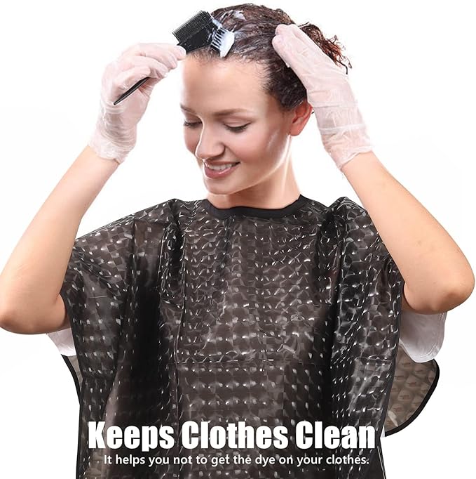 YELEGAI Waterproof unisex-adult Hair Dye Cape,Short Comb-Out Capes for Hair Stylist,Makeup Apron for Hair Color, (2, Black)