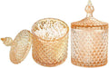 Colorful Home Decorative Jar Qtips Holder Dispenser Glass Storage Container Bathroom Counter Vanity Organizer for Bath Salts/Swabs/Rounds Makeup Sponges Toothpick Jewelry (Amber,10 oz，2