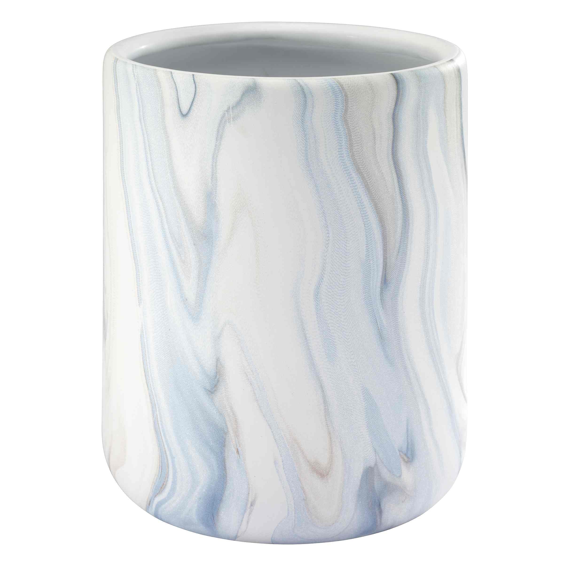 Avanti Linens - Wastebasket, Resin Accessories, Guest Bathroom Essentials (Waves Collection, Blue)
