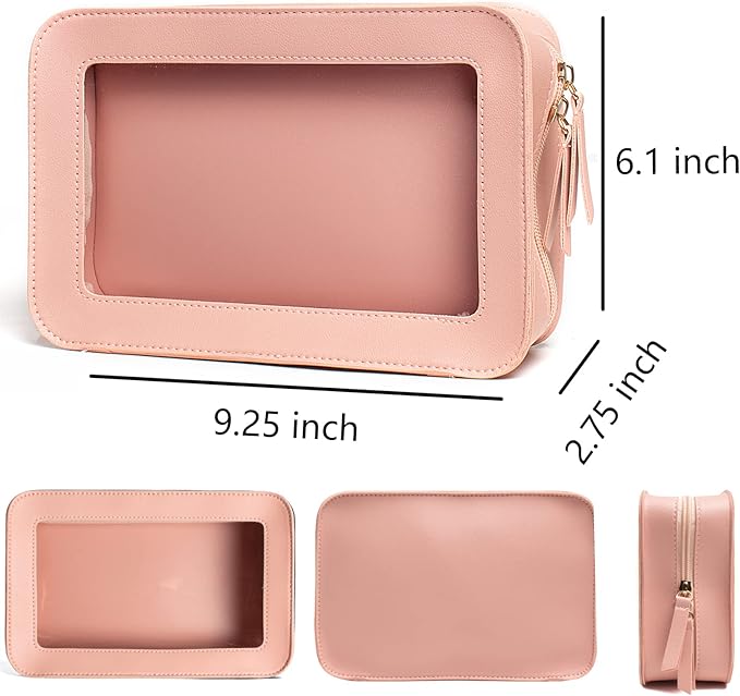 Clear Makeup Bag Organizer, TSA Approved Portable Travel Toiletry Bag Clear Cosmetic Bag Case Small Make Up Bag Mini Makeup Pouch for Purse Transparent Car Essentials for Women Men