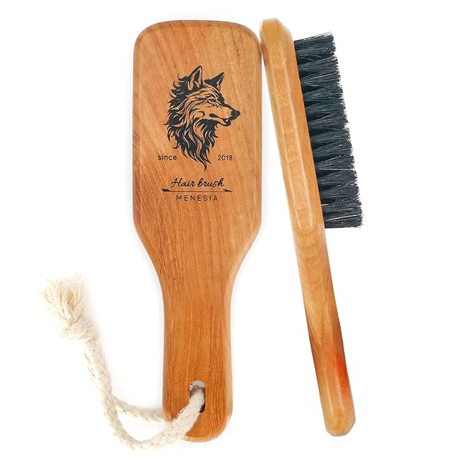 Menesia Soft Boar Bristle Hair Brush for Men,Smoothing Brush