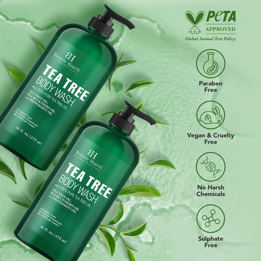 Botanic Hearth Tea Tree Body Wash - 16 Fl oz Pack of 2