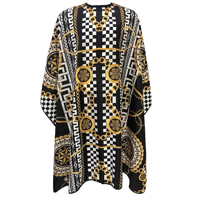 Pelocapa Barber Cape for Men Hair Cutting Salon Cape with Snap Closures Waterproof Professional Large Barber Hairdresser Cape- 63”× 56”(Gold Pattern)