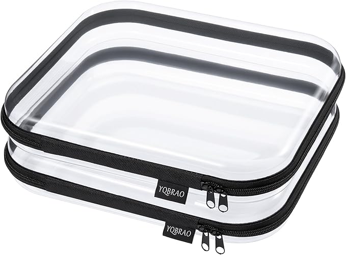 YQBRAO Clear Hard Shell Storage Organizer Set, 2-Pack, Black
