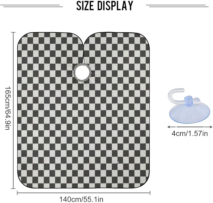 JUZIHAI Hair Cutting Cape, Checkered Black White Waterproof Salon Barber Apron Cape with Adjustable Neck, Beard Shaving Bib for Men Women Kids, 55x65 Inch
