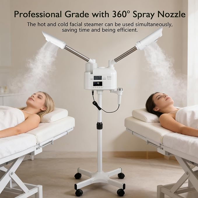Artist hand Facial Steamer Professional 4 in 1 Hot and Cold Facial Steamer with 5X LED Magnifying Lamp, Esthetician Steamer for Facial Fast Heating, Skin Care Machine for Beauty Salon Spa Home Use