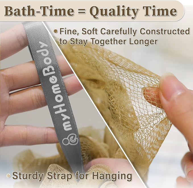 myHomeBody Large 70g Loofah Sponge, 2 Oat Milk + 1 Caramel, 3 Pack