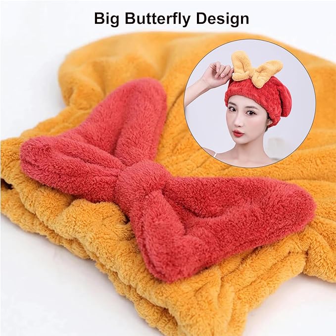 YUMINGUHC Microfiber Hair Drying Caps for Women Pink
