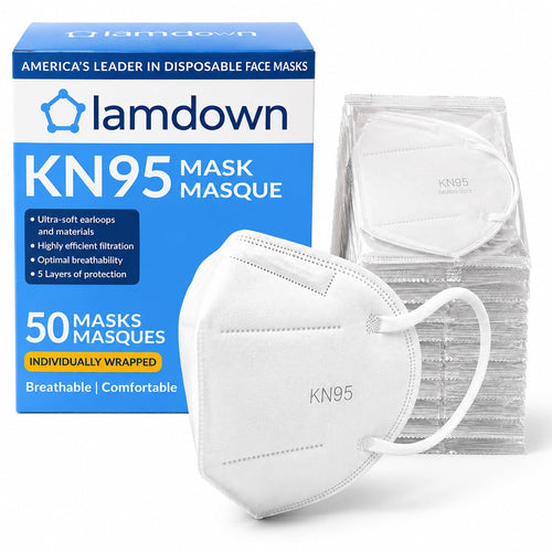 (50-Pack) KN95 Face Masks, Individually Wrapped, Premium Disposable Dust Mask, Black