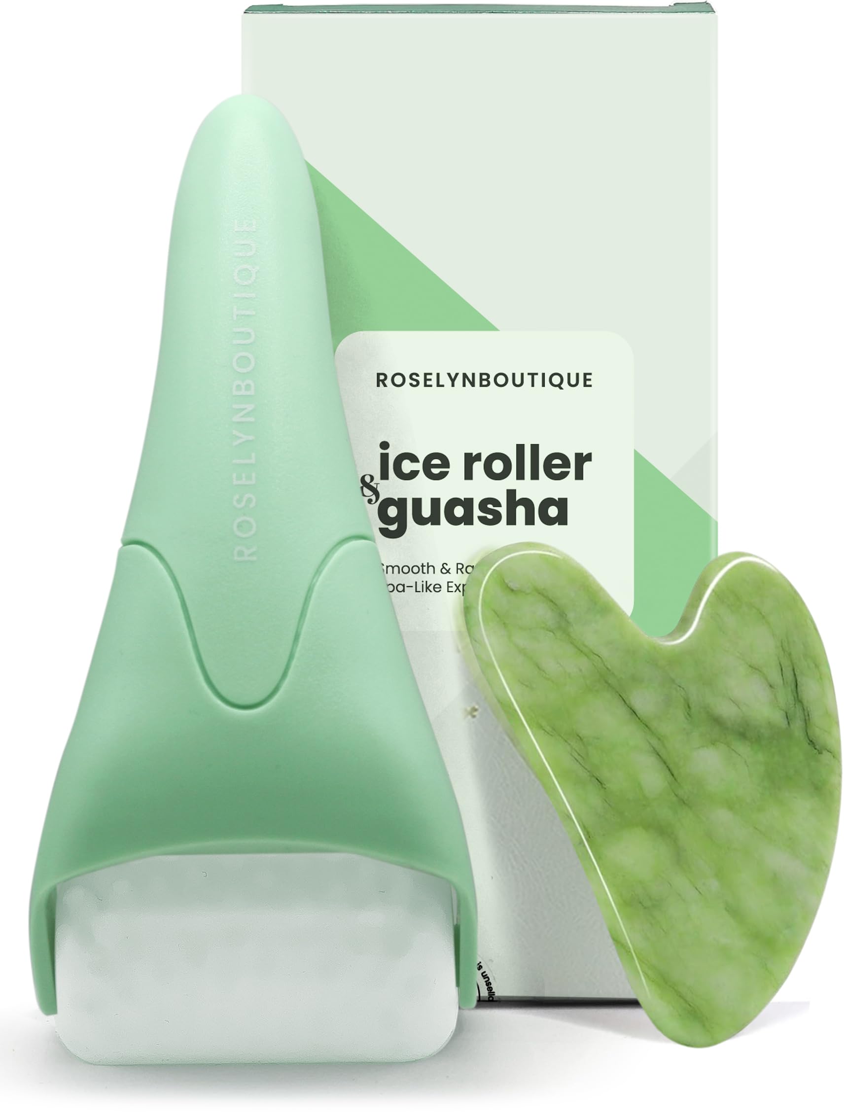 ROSELYNBOUTIQUE Gua Sha Facial Tools & Ice Roller for Face (Green)