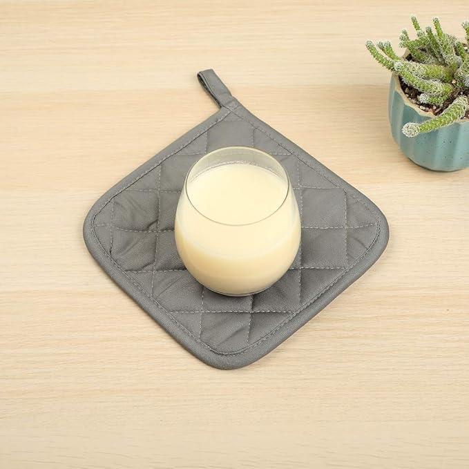 Lifaith 6 Pack Potholders Kitchen Pot Holders Set,Cotton Pot Holders for Kitchen 7 inch hot Pads,Heat Resistant Hot Pads for Cooking and Baking Dark Grey