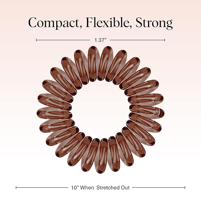 Kitsch Spiral Hair Ties for Women – Coiled Plastic Hair Ties No Damage, Ponytail Holders for Thick and Thin Hair – Creaseless and Dent-Free, Phone Cord Style - Brunette, 8 Pcs