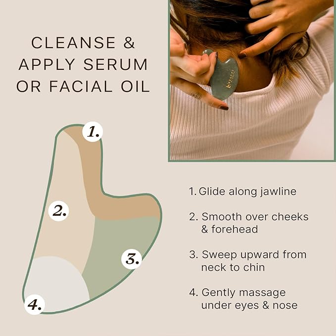 Beauty by Earth Jade Gua Sha Facial Tools - Depuffer & Massager Tool