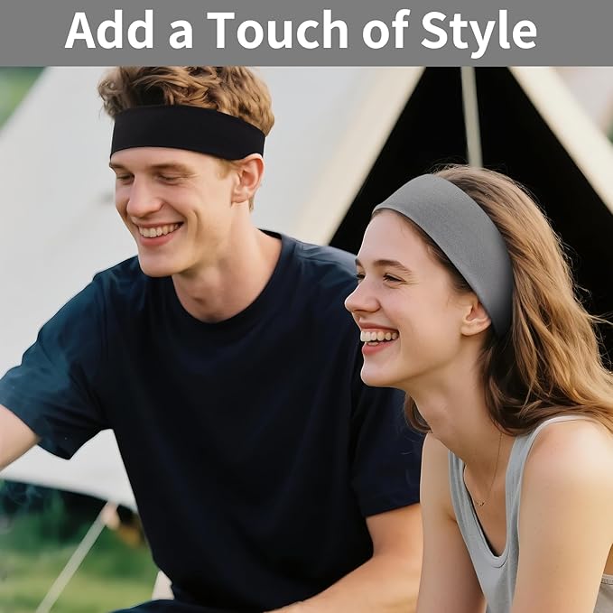 12 Pack Sports Headbands for Women, Non-Slip Elastic Soft Hair Bands, Fashion Hair Warp for Workout, Yoga, Running, Fitness (3 Neutral Colors)