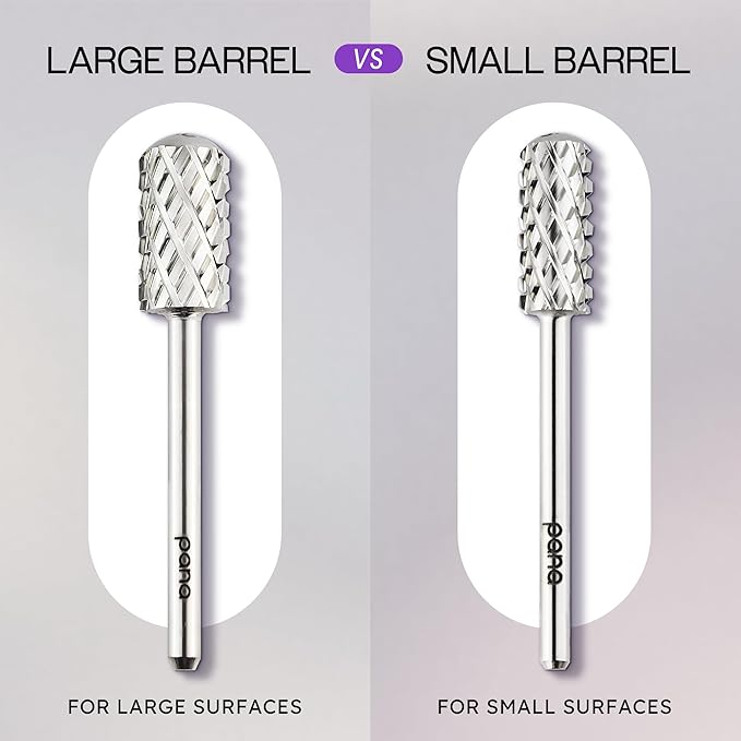 PANA 3/32" Large Smooth Round Top Safety Carbide Nail Drill Bit for Gel Polish & Acrylic Removal Nail Salon Manicure Pedicure Electric File Tools (Large Barrel - Silver, 4X Coarse)