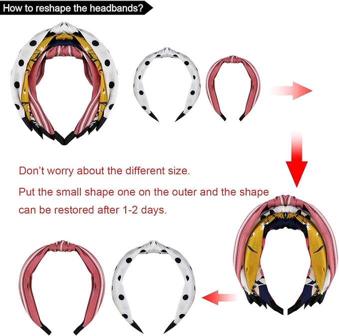DRESHOW 8 Pack Boho Vintage Headbands for Women Girls Knotted Headwraps Fashion Hair Hoops Elastic Hair Accessories