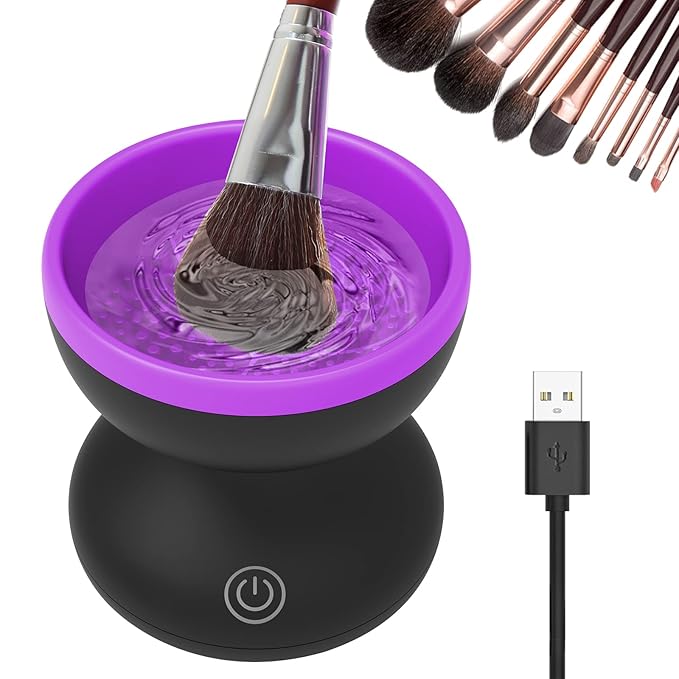 Luxiv Electric Makeup Brush Cleaner, Automatic Brush Washer Machine, Purple