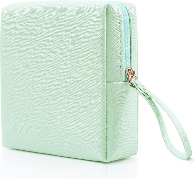 Sanitary Napkin Period bag for Women, Sanitary Napkin Storage Bag, PU Leather Sanitary Pad Bags Pounch, Portable Tampons Zipper Organizer Bag with Handle for Ladies
