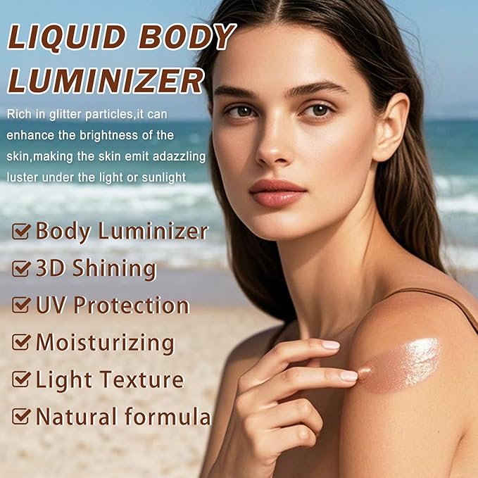 LZXLUKGIR Body Glow Oil,SPF 45 Broad Spectrum,Glow Shimmer Sunscreen,Moisturizing Body Shimmer Oil,Lightweight Non-Sticky,Absorbs Quickly,Glowing Results,02 Diamond Platinum