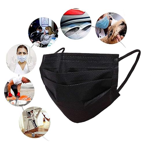 Wecolor 100 PCS Black Masks, Disposable Face Mask, 3 Ply Protection Masks