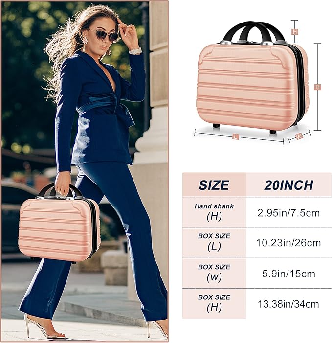 JZRTravel 14 inch Hard Shell Makeup Train Case Portable PC ABS Mini Suitcase for Organizer Cosmetics Makeup Brushes Toiletry