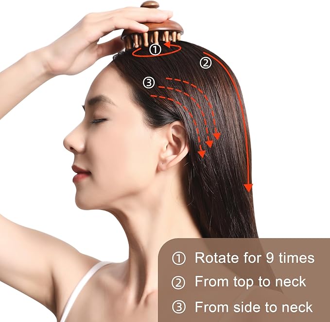 Olaemuo Wooden Scalp Massager for Hair Growth｜Full Body Massage Tool｜Scalp Brush｜Gua Sha｜Portable Massage Tool