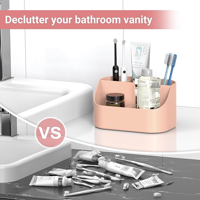 5 Slots Countertop Plastic Toothpaste and Toothbrush Holder for Bathroom