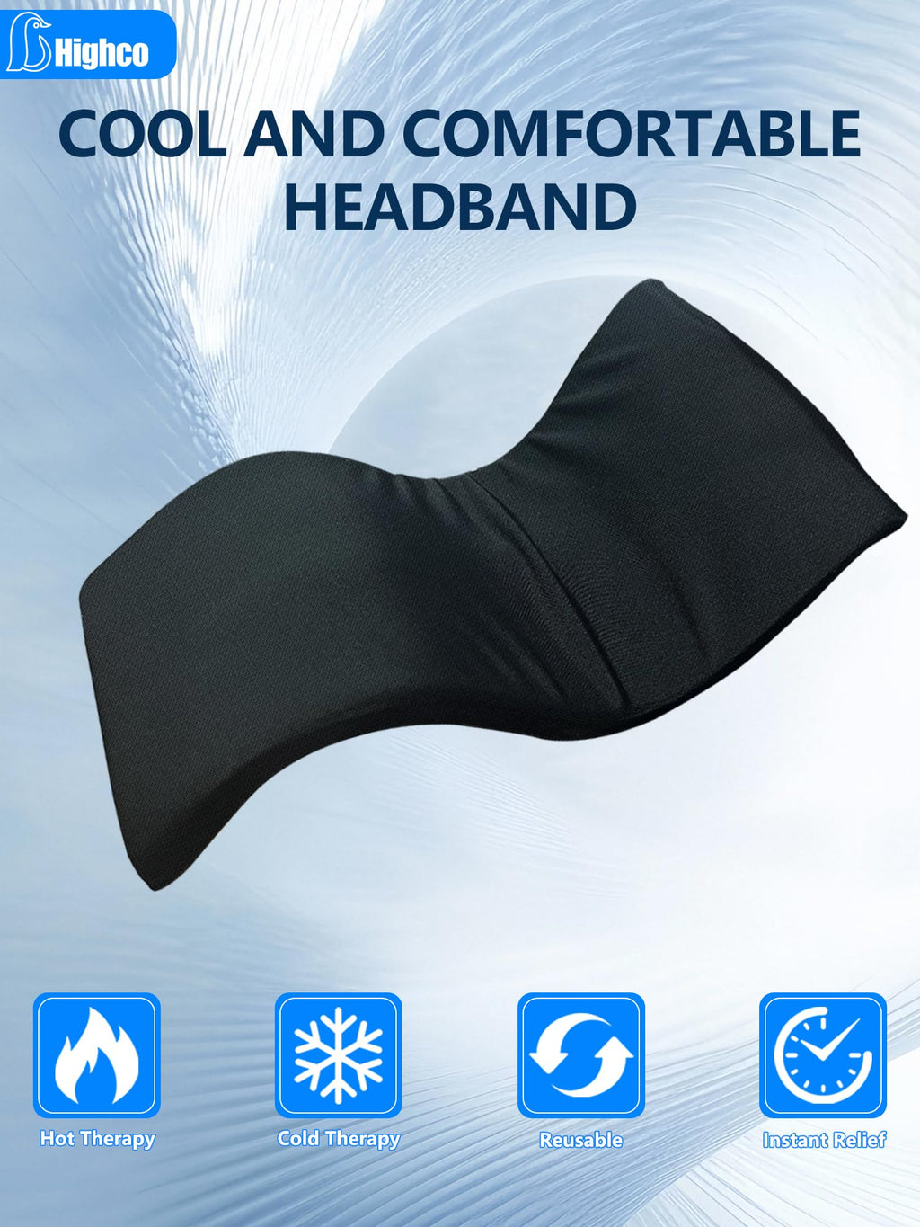 Migraine Relief Cap,Soothing Headache Migraine Hat Ice Head Wrap,Hangover Cap Face Mask Cold Compression for Tension,Puffy Eyes,Stress,Sinus,Black