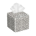 Polka Dot Black Circle Tissue Box Cover Square,Abstract Round Brush Strokes Tissue Box Holder Waterproof Leather Facial Paper Organizer Dispenser for Bathroom Home Car Nightstand Vanity Desk