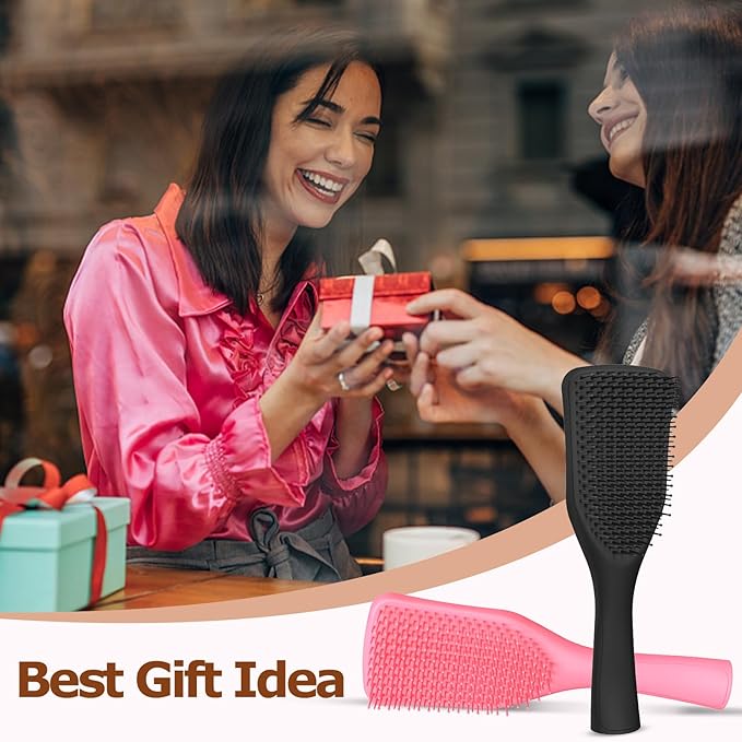 SHINLEA Detangler Hair Brush for Wet & Dry Hair, No Tangle Wave-shaped Soft Bristle Hairbrush for Reduces Breakage, Lightweight Travel Brush Detangling All Hair Types, Black