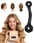 BONNET QUEEN Large Satin Heatless Hair Curler for Long Thick Hair, Heatless Curls Overnight, Hair Curlers to Sleep In, Damage-Free Waves for Women with Built-in Scrunchie, Black